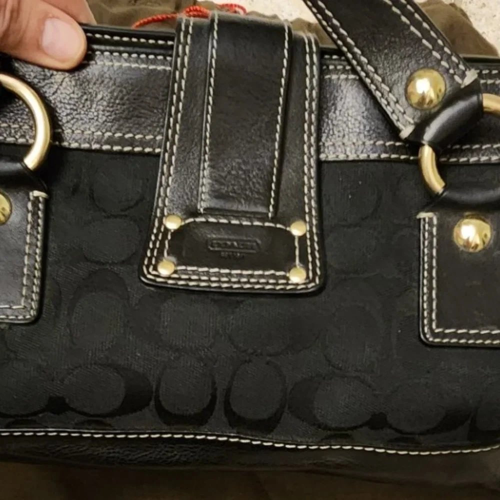 Coach Legacy Signature Black 65th Anniversary Bag with Gold Accents - Picture 4 of 15